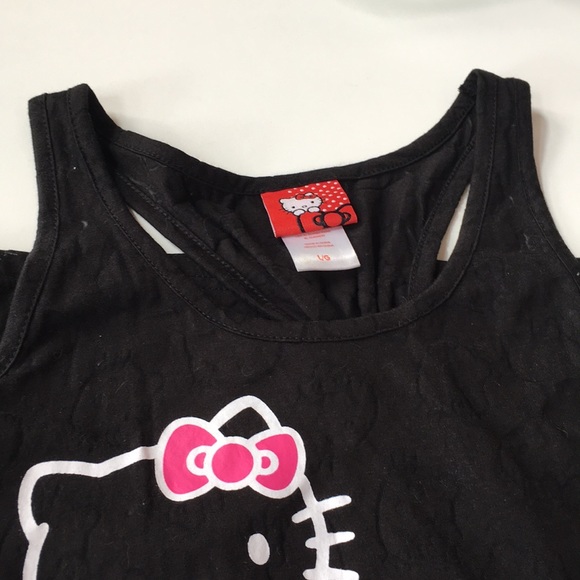 L HELLO KITTY tank top bow back graphic sheer NEW - Picture 2 of 6